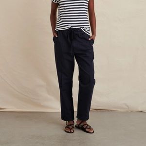 NWT Alex Mill Cotton Linen Sam Pull On Drawstring Pant Dark Navy Blue